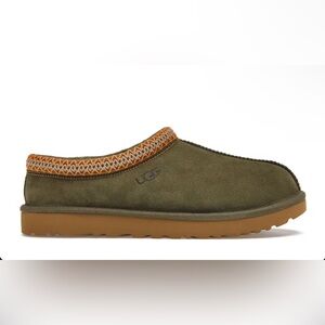 UGG Forest Green Suede Slip-Ons with Orange Trim